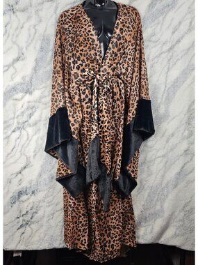 Dolls Kill Current Mood XXL Leopard Print Sheer Faux Fur Dramatic Queen Robe